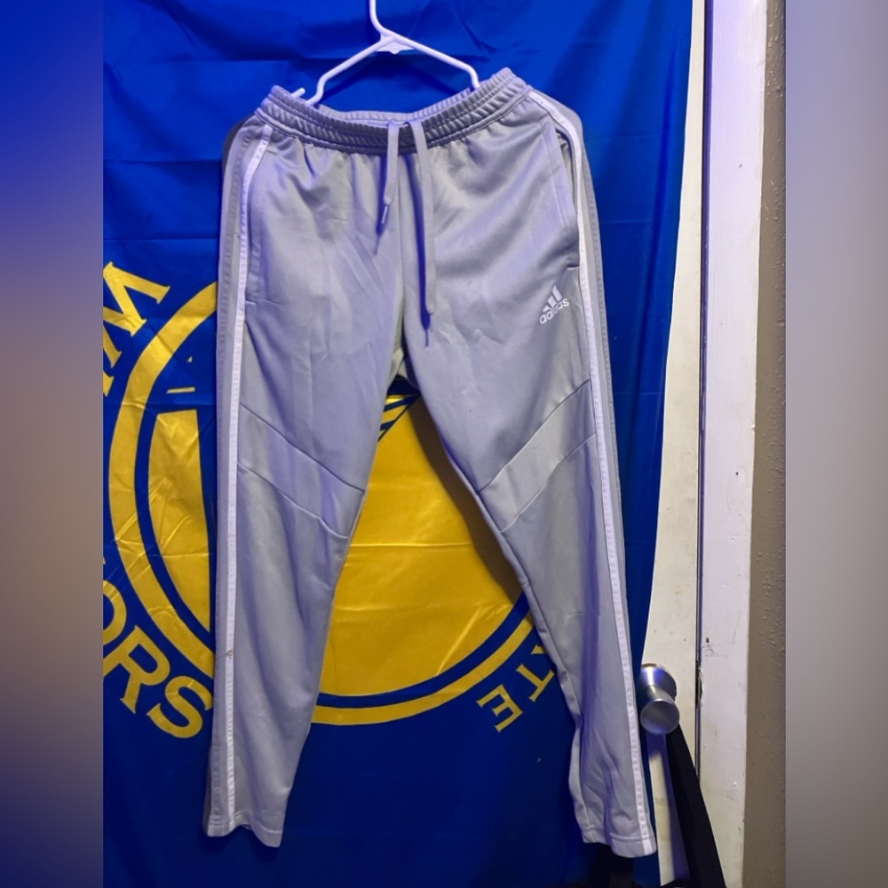 grey adidas training pants